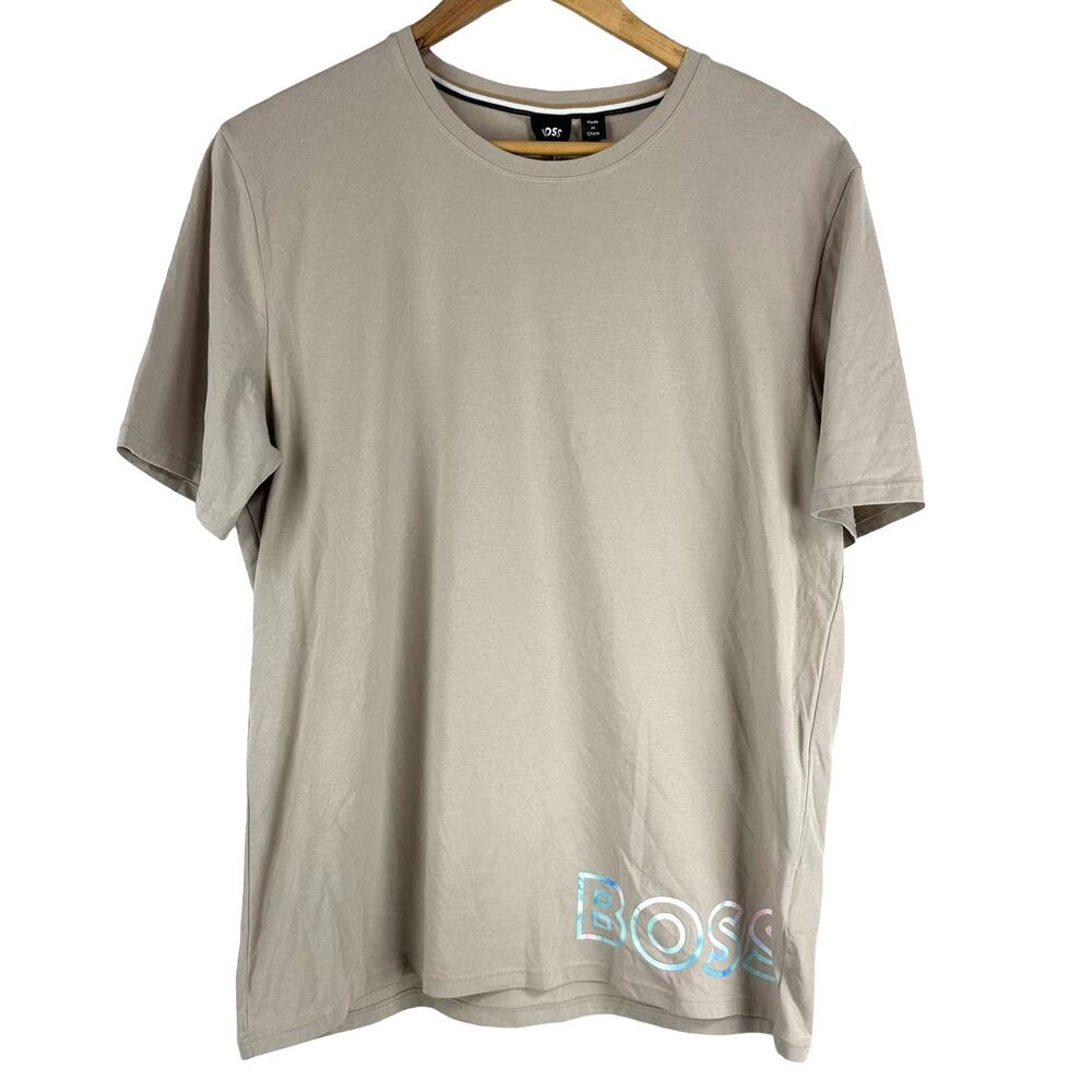 Hugo Boss NWT W22PF Pride Gray Tan Short Sleeve T-Shirt Men's Size M Cotton